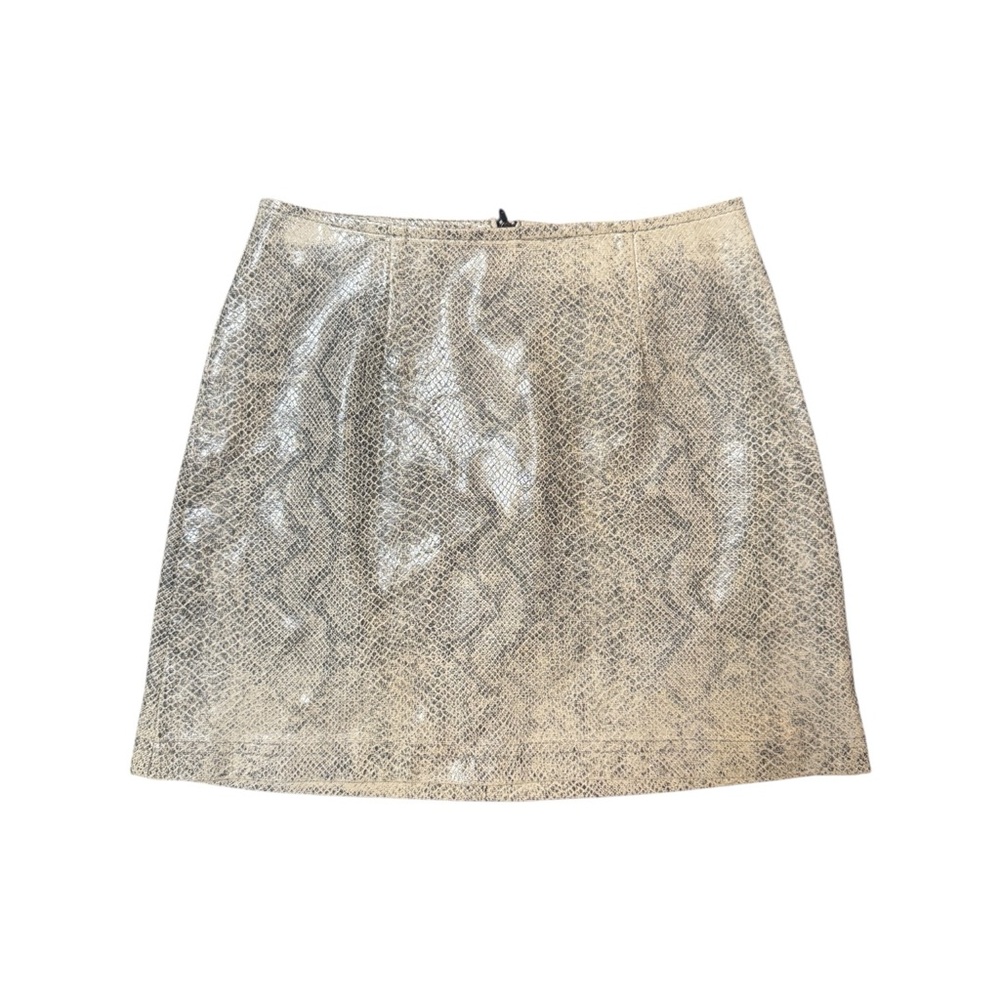 Y2K Xoxo Beige Faux Leather Snake Print Mini Skirt Size Small